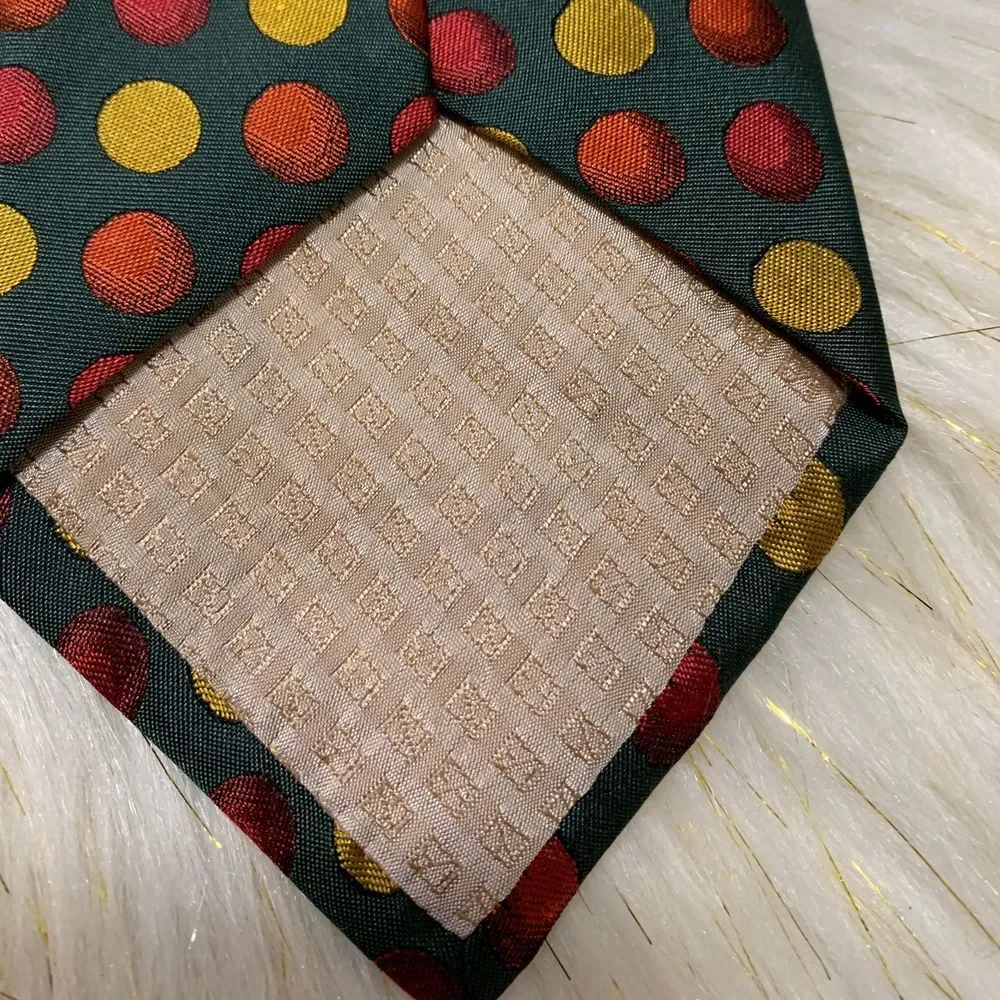 100% Silk Polk-dot green‎ red yellow 56
